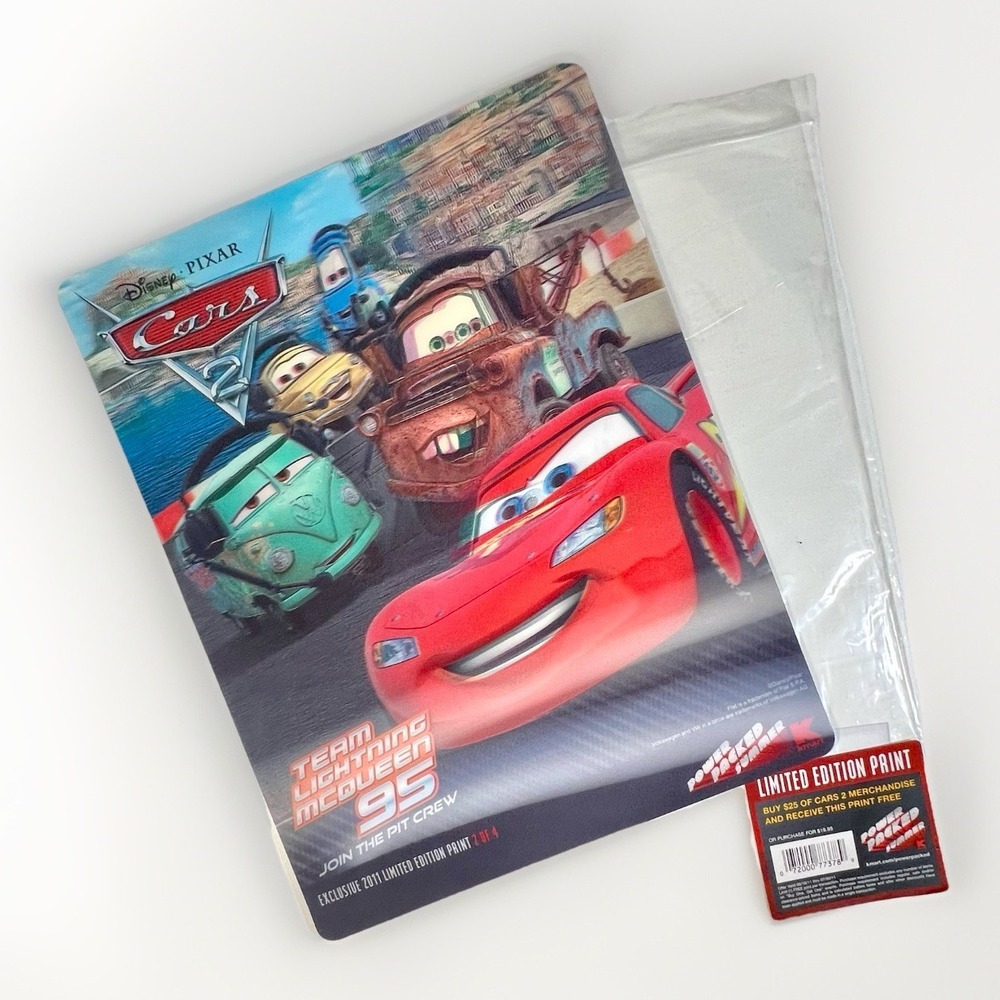 2011 Disney Pixar Cars 2 Lenticular Print Limited Edition Lightning McQueen‎ NEW